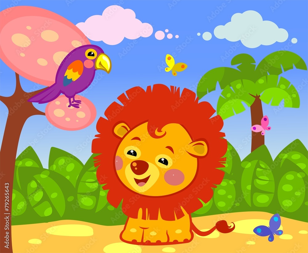 Obraz premium Веселый лев