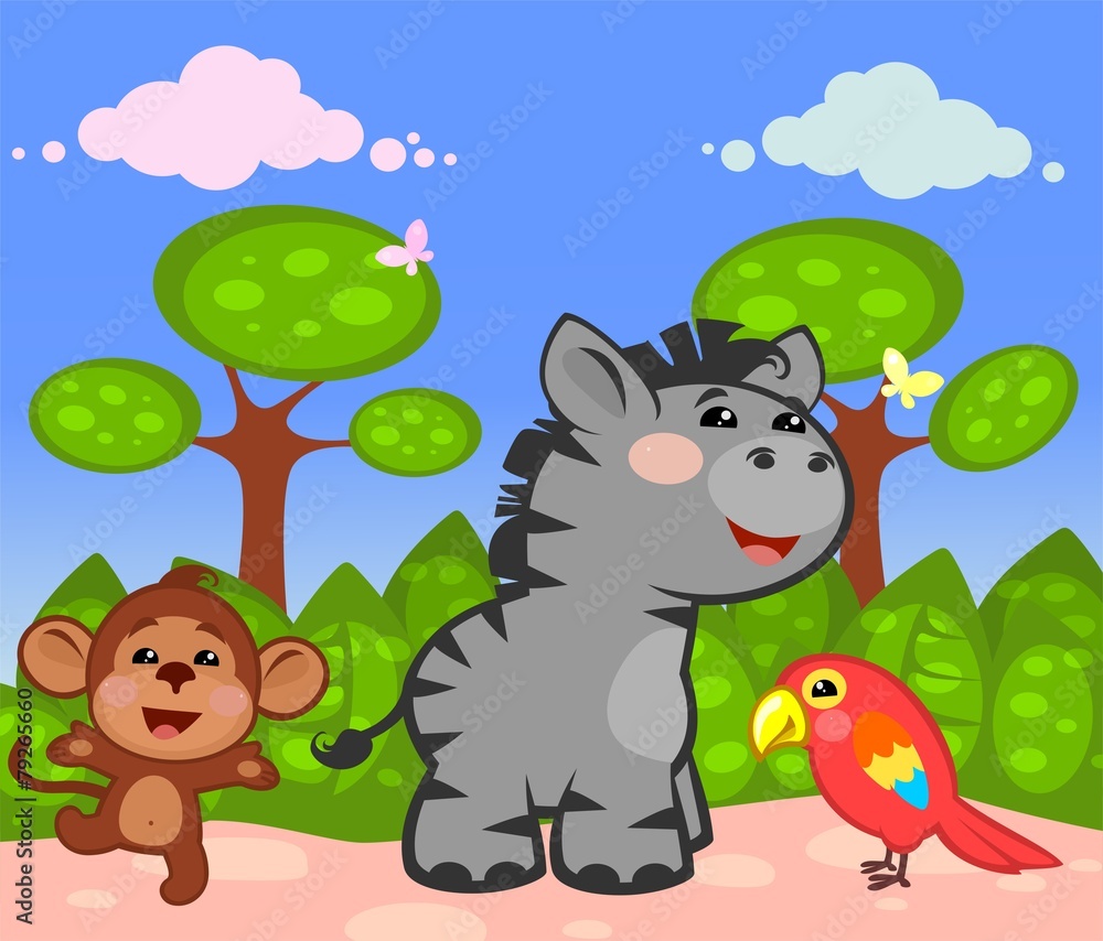 Naklejka premium Веселые африканские животные