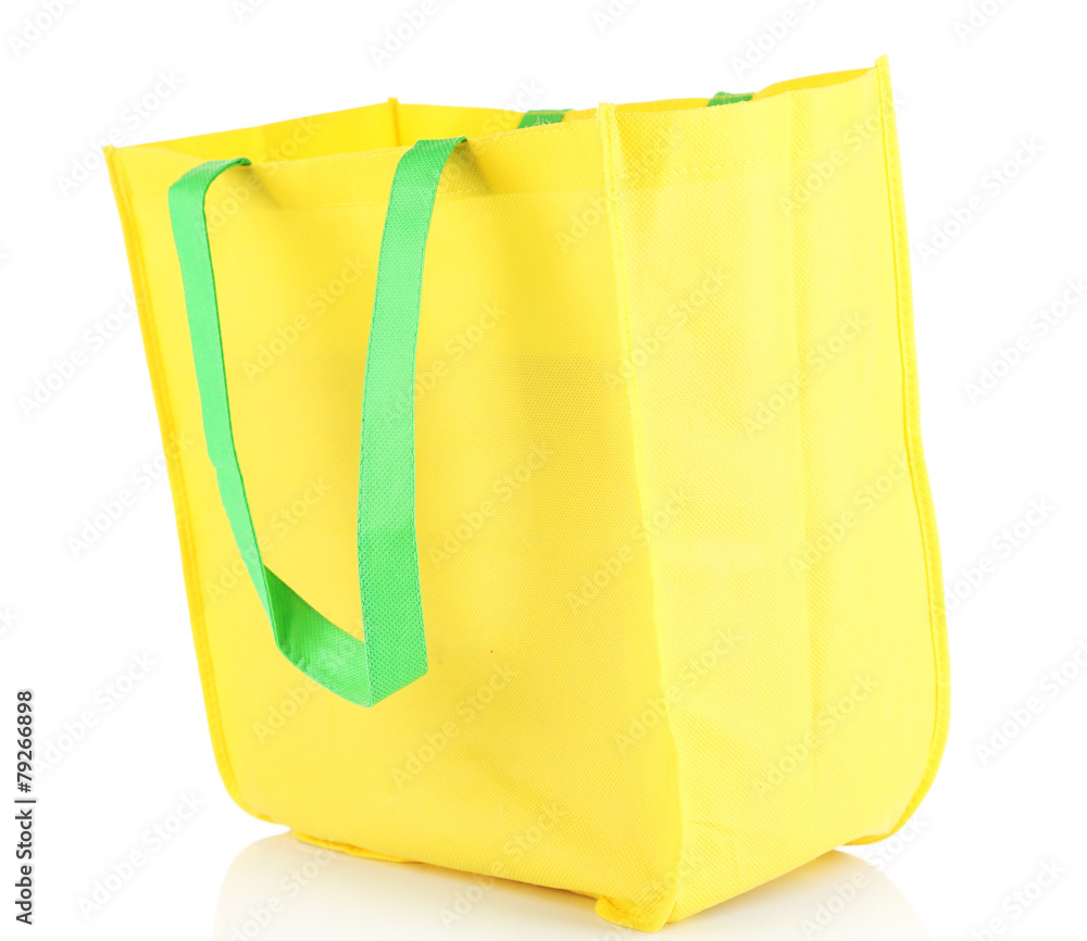 Yellow shopping bag isolated on white Yellow shopping bag isolated on white
