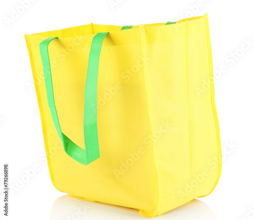 Yellow shopping bag isolated on white