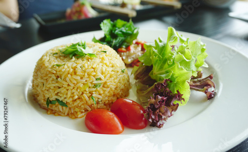 Fried rice with fresh salad