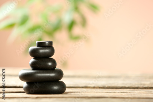 Beautiful spa composition on wooden table, on brown background