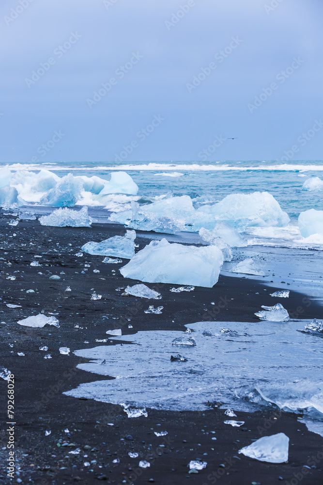 Jokulsarlon, Glacial lake with icebergs