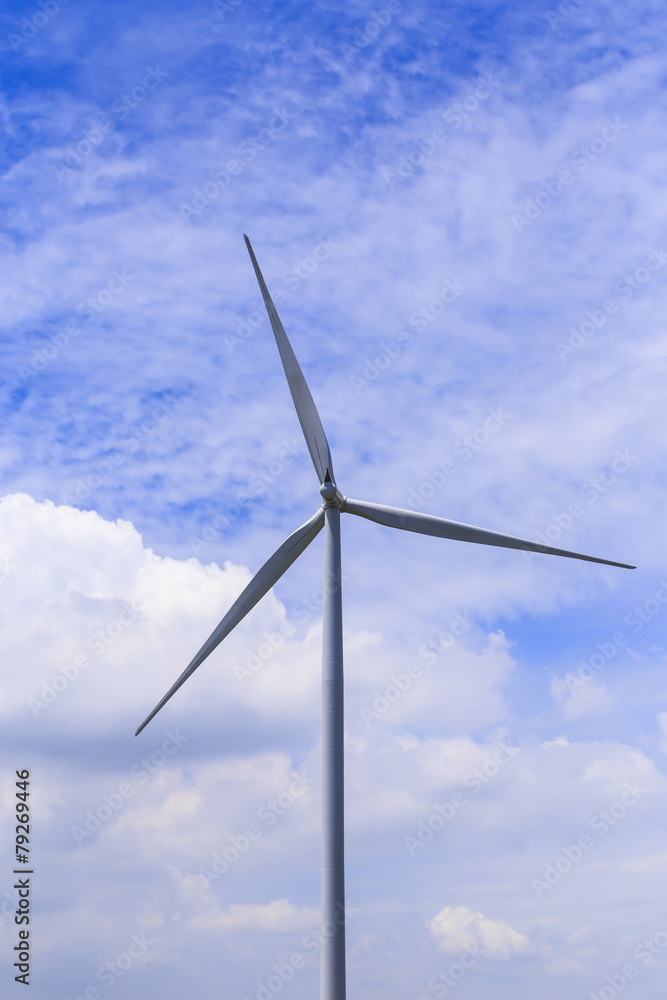 Wind Turbine for alternative energy on background blue sky . Wind Turbine for alternative energy on background blue sky .