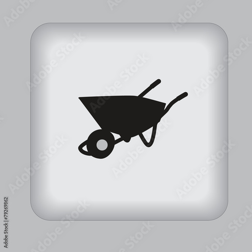 wheel-barrow, icon, flat, vector, illustration