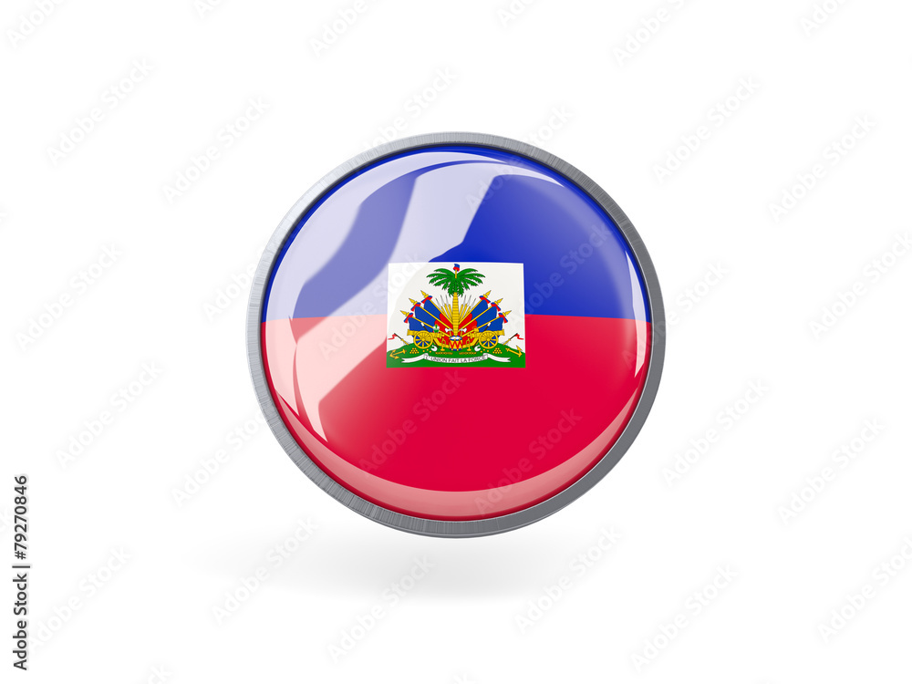 Obraz premium Round icon with flag of haiti