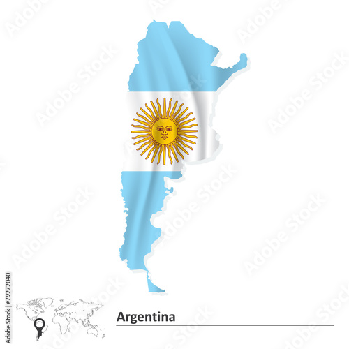 Map of Argentina with flag