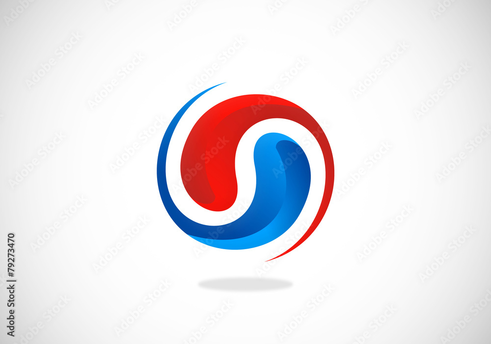 circle blue red swirl vector logo Stock Vector | Adobe Stock