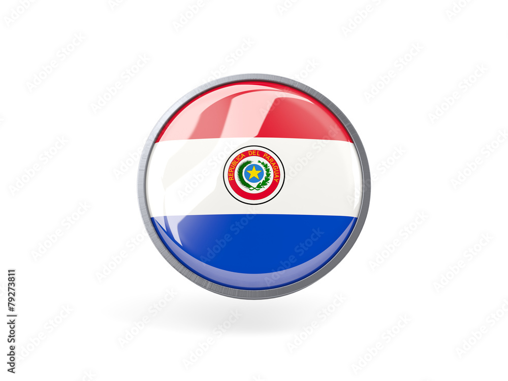 Naklejka premium Round icon with flag of paraguay