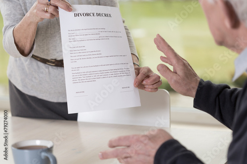 Female hands holding divorce paper