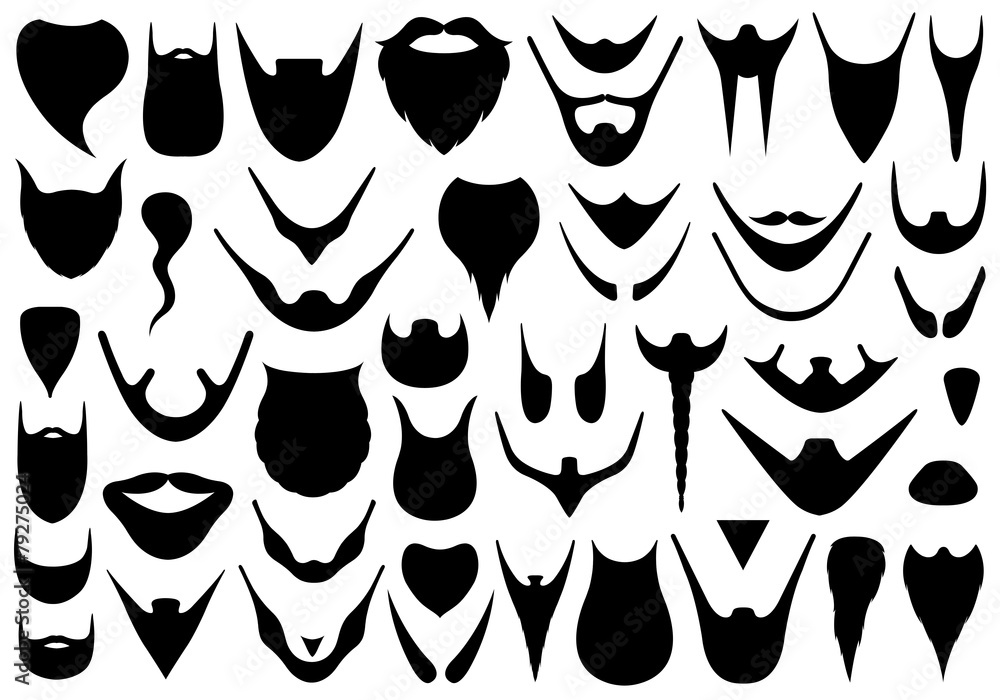 Fototapeta premium Set of different beards isolated on white