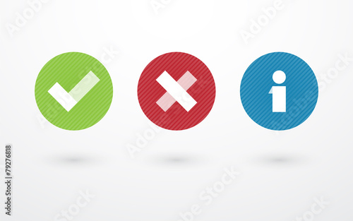 right wrong and information symbol in circle