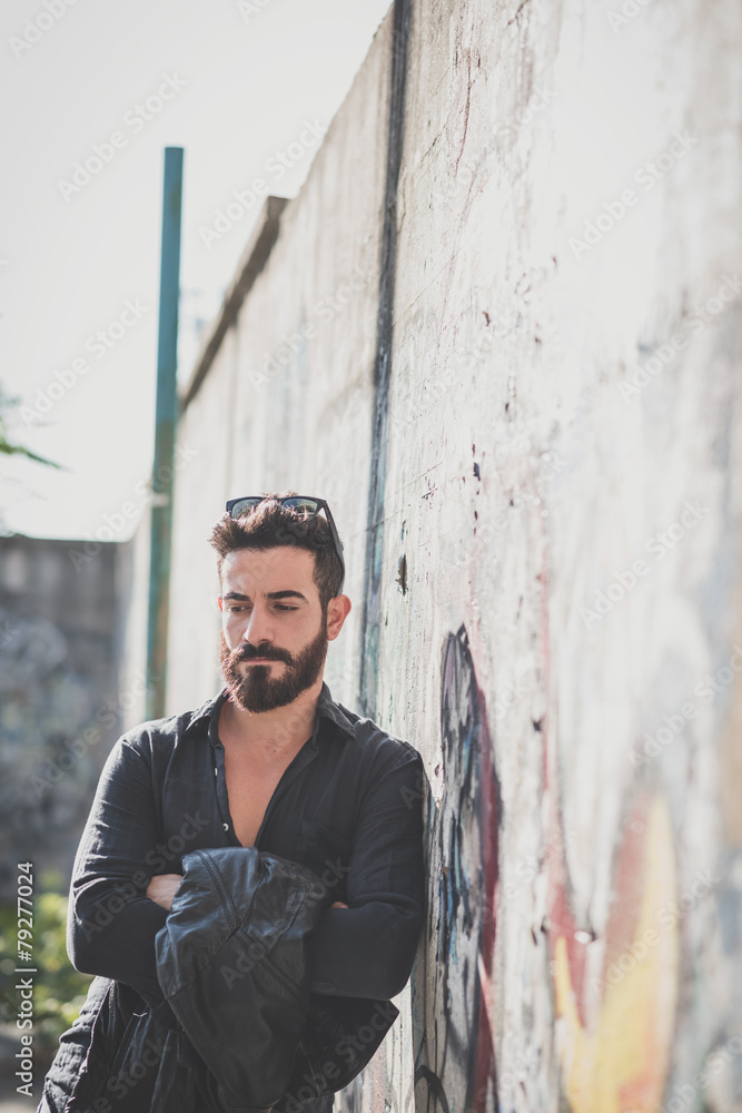 Obraz premium young handsome attractive bearded model man