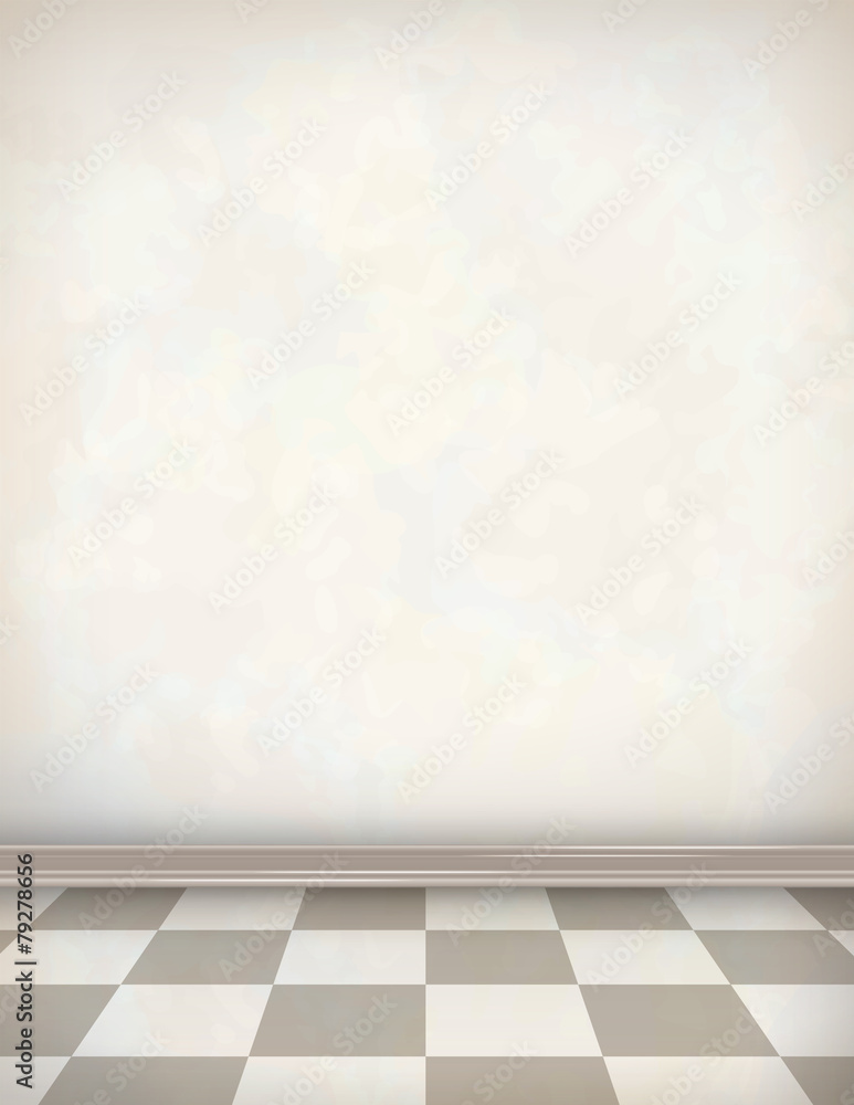 Empty Room White Wall Tile Floor