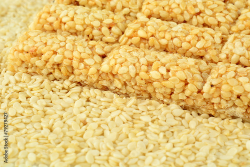 Background of snacks-sesame seeds and sesame biscuit