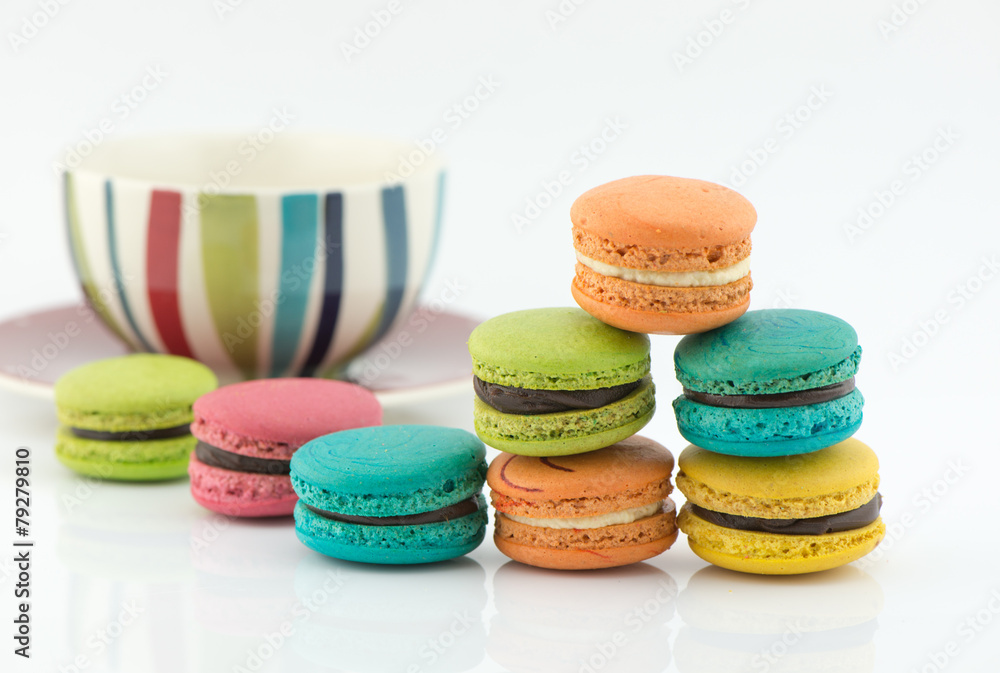 Colorful macaroons on a white background Colorful macaroons on a white background