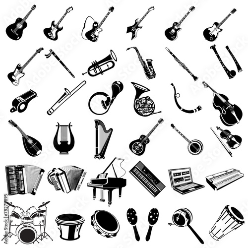 music instrument black icons photo
