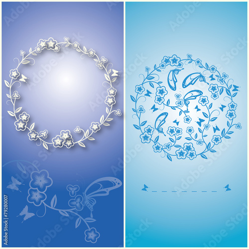 floral flower and butterfly greeting card