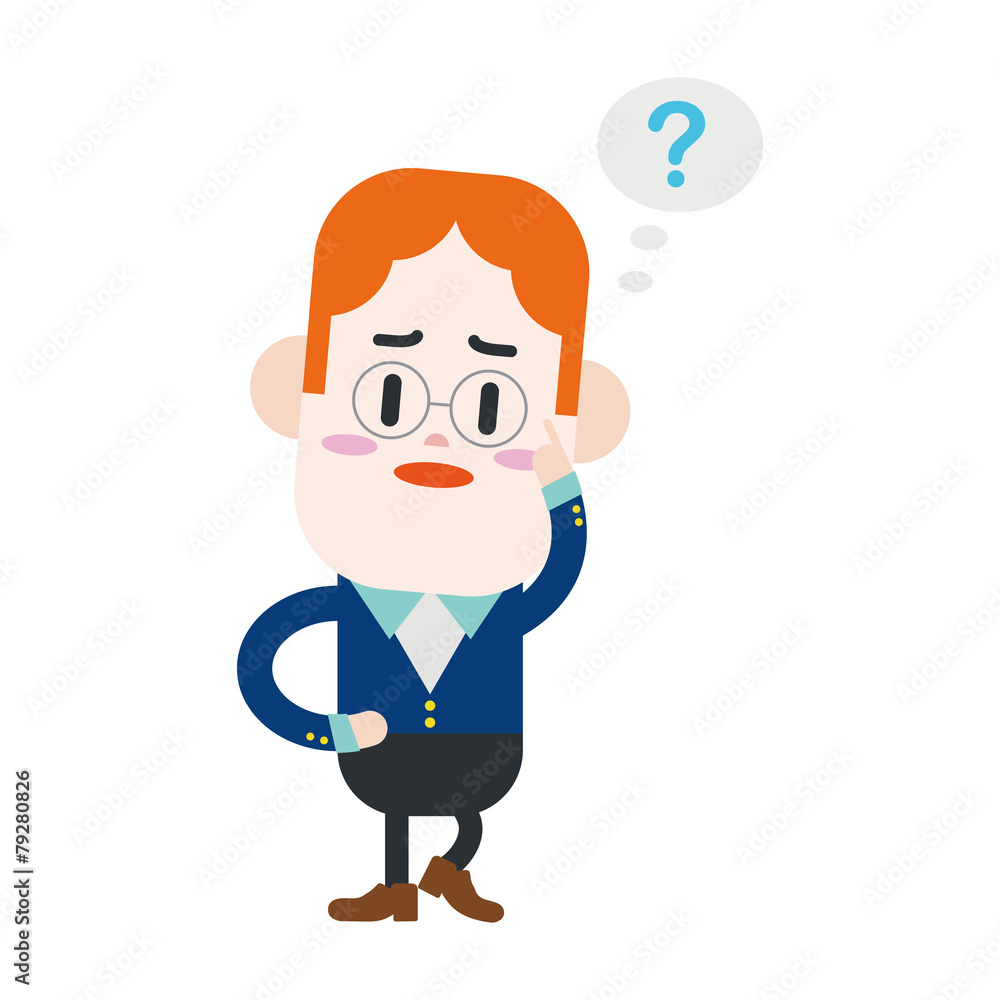 Character illustration design. Businessman having question carto Character illustration design. Businessman having question carto