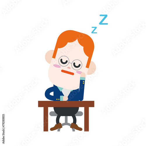 Character illustration design. Businessman dozing cartoon,eps