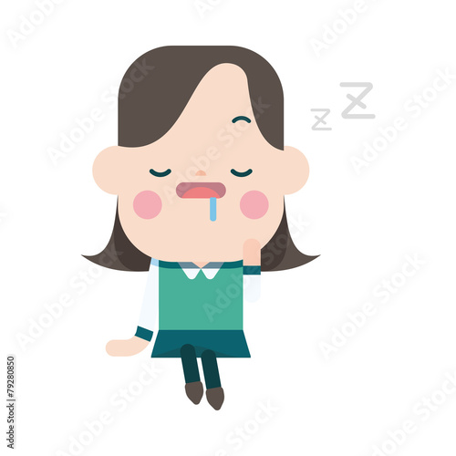 Character illustration design. Businesswoman dozing cartoon,eps