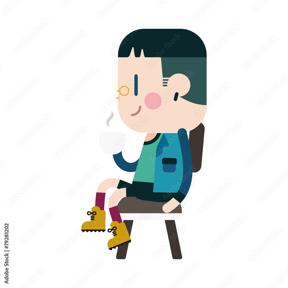 Character illustration design. Boy drinking coffee cartoon,eps Character illustration design. Boy drinking coffee cartoon,eps