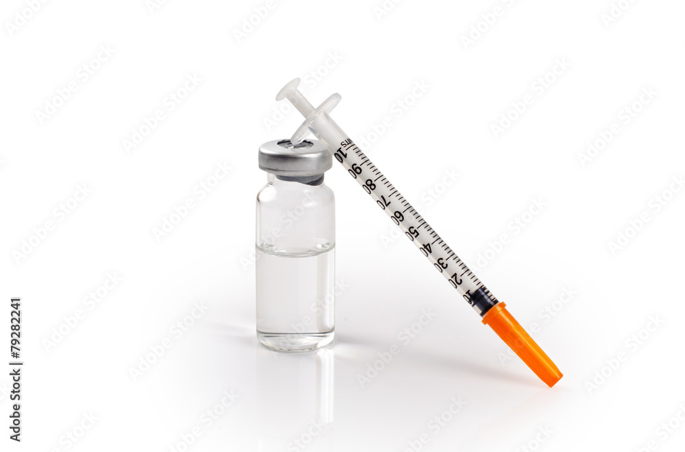 Syringe and medicine on white background. Injections. Syringe and medicine on white background. Injections.