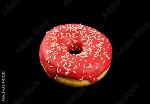 Donut on black background
