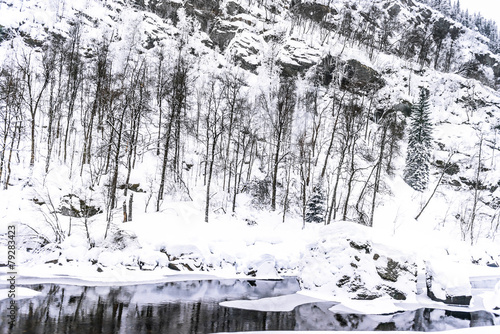 House in the mountains on winter photo