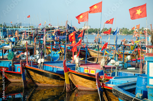 Fishing boats in marina at Nha Trang, Vietnam