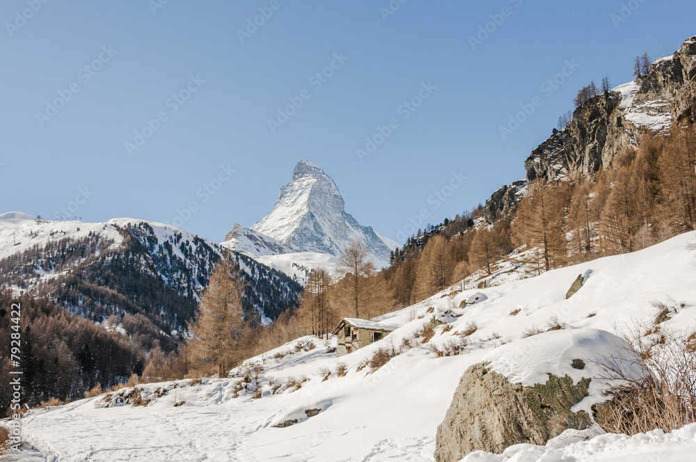 Zermatt, Bergdorf, Alpen, Furi, Wallis, Winter, Schweiz