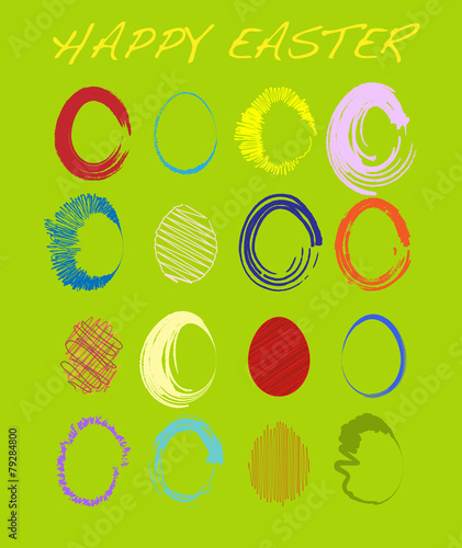 Happy Easter - Set of colorful sketched easter eggs