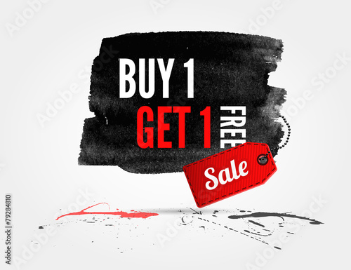 Sale watercolor banner with splashes
