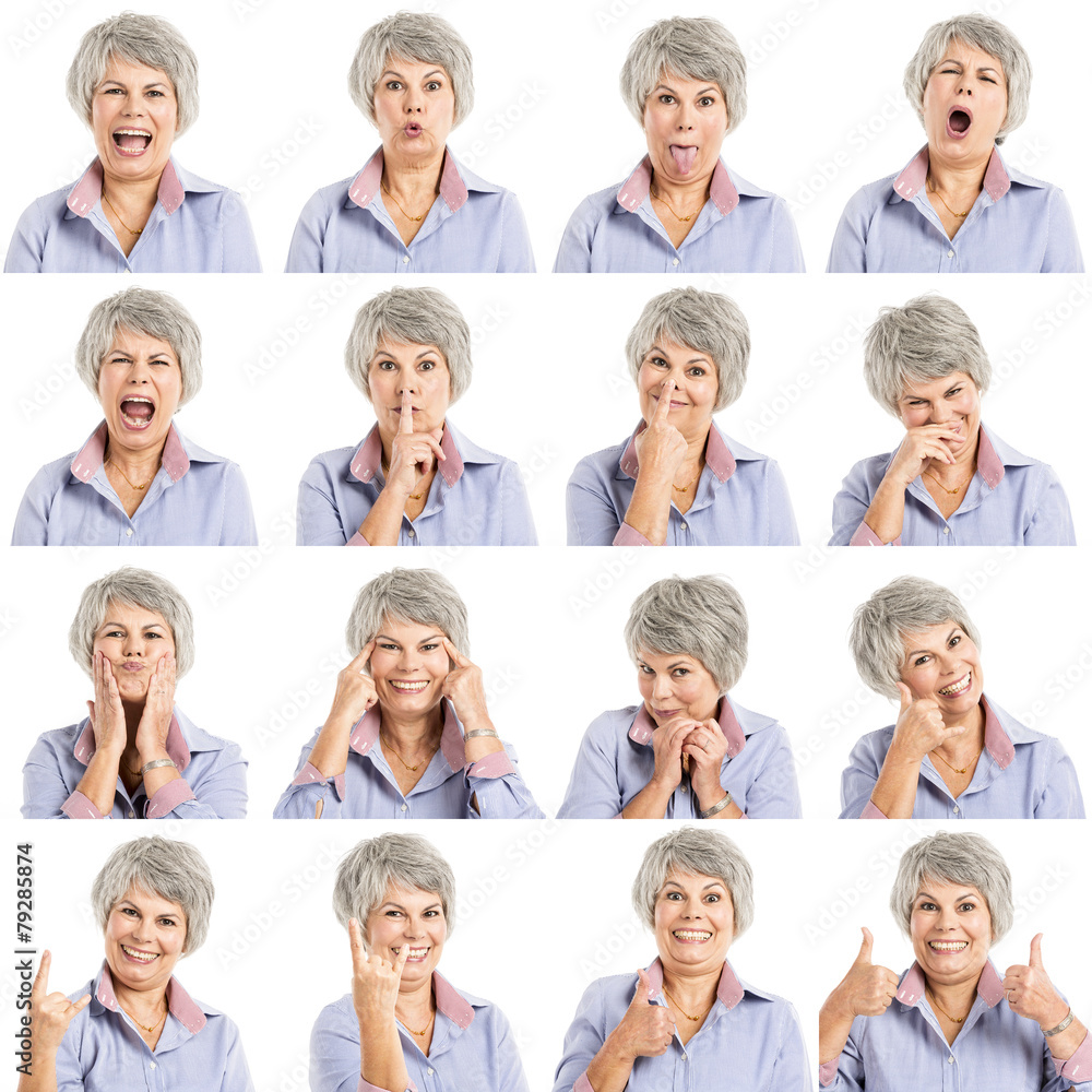 Fototapeta premium Elderly woman in different moods