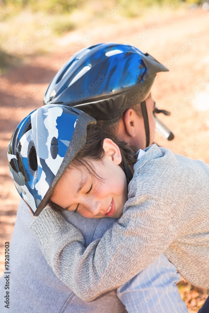 Father and son in the countryside