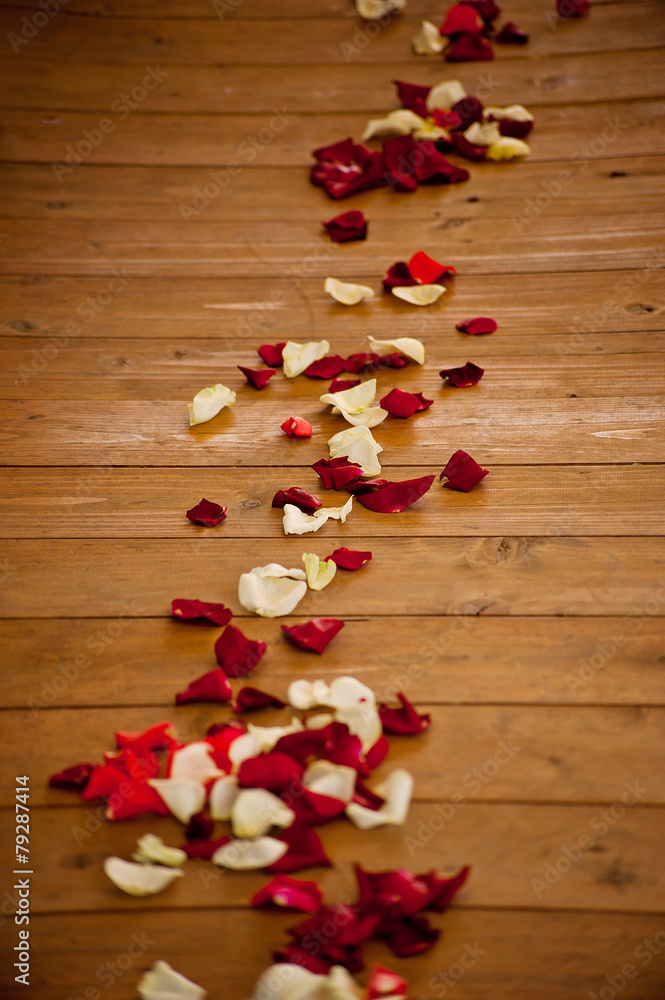 Petals on the wood flour Petals on the wood flour