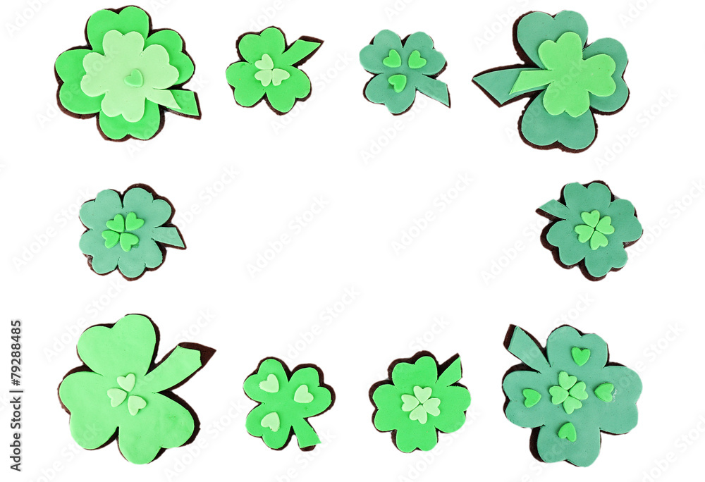 Fototapeta premium Tasty cookies as shamrocks for Saint Patrick's Day