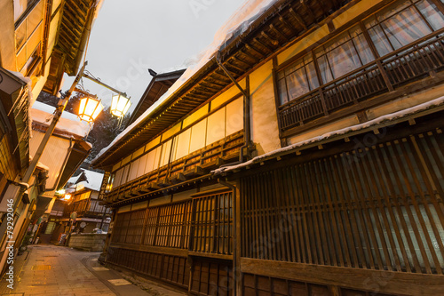 日本 長野 渋温泉街 The wooden building where Japanese Nagano Onsen