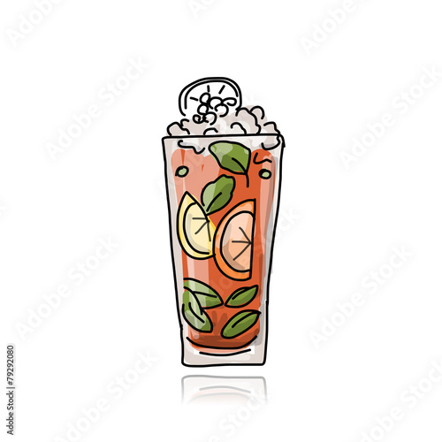 Glass with cocktail, sketch for your design