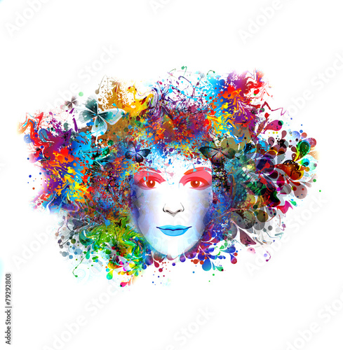 яркий весенний фон с девушкой