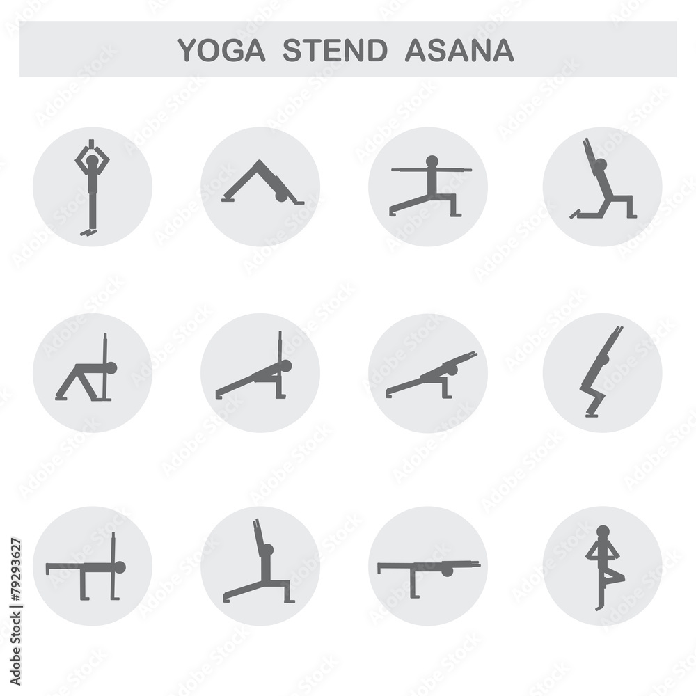 Set of icons. Poses yoga asanas. Vector Set of icons. Poses yoga asanas. Vector