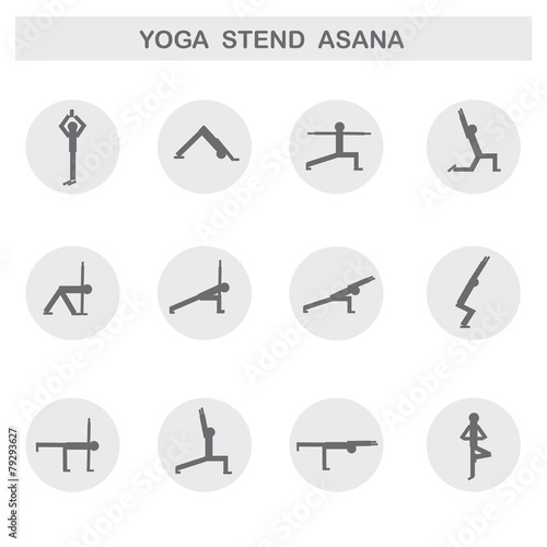 Set of icons. Poses yoga asanas. Vector