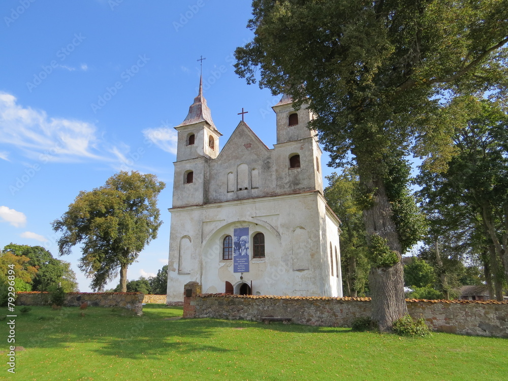 Lēnu Catholic Church with two towers