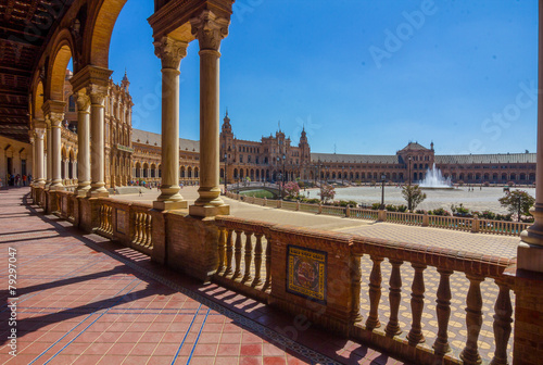 columns arches near the famous Plaza of Spain in Seville, Spain