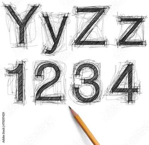 sketch letters and numbers with pencil new