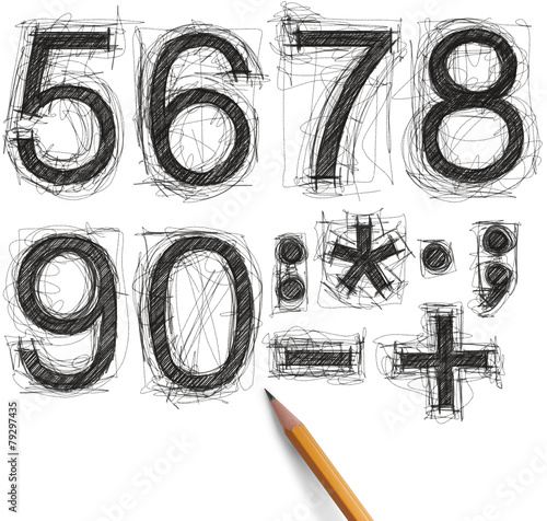 sketch letters and numbers with pencil new