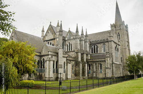 View of Saint Patrick cathedral in Dublin, Ireland, cloudy day