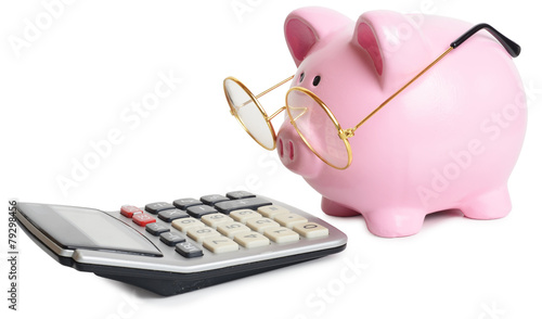 Piggybank and calculator photo