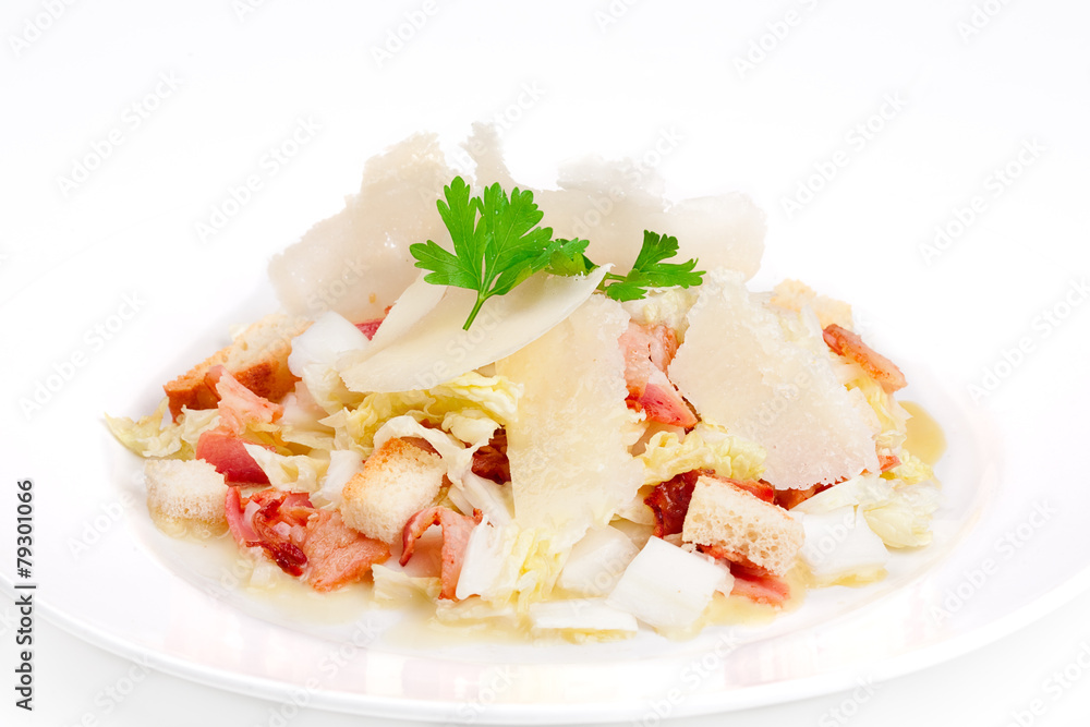 Caesar salad with bacon and parmesan cheese Caesar salad with bacon and parmesan cheese