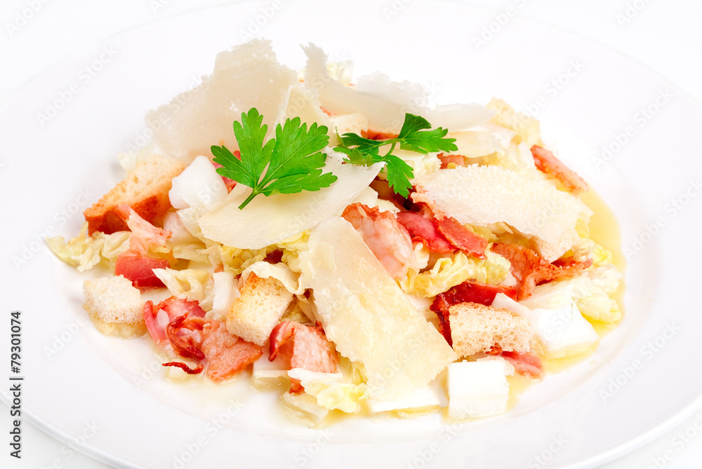 Caesar salad with bacon and parmesan cheese Caesar salad with bacon and parmesan cheese